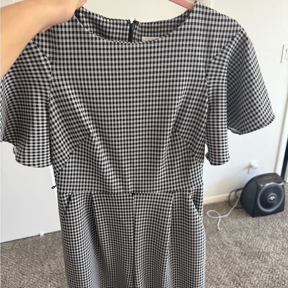 Calvin Klein Black and White Ruffled Sheath Jumpsuit